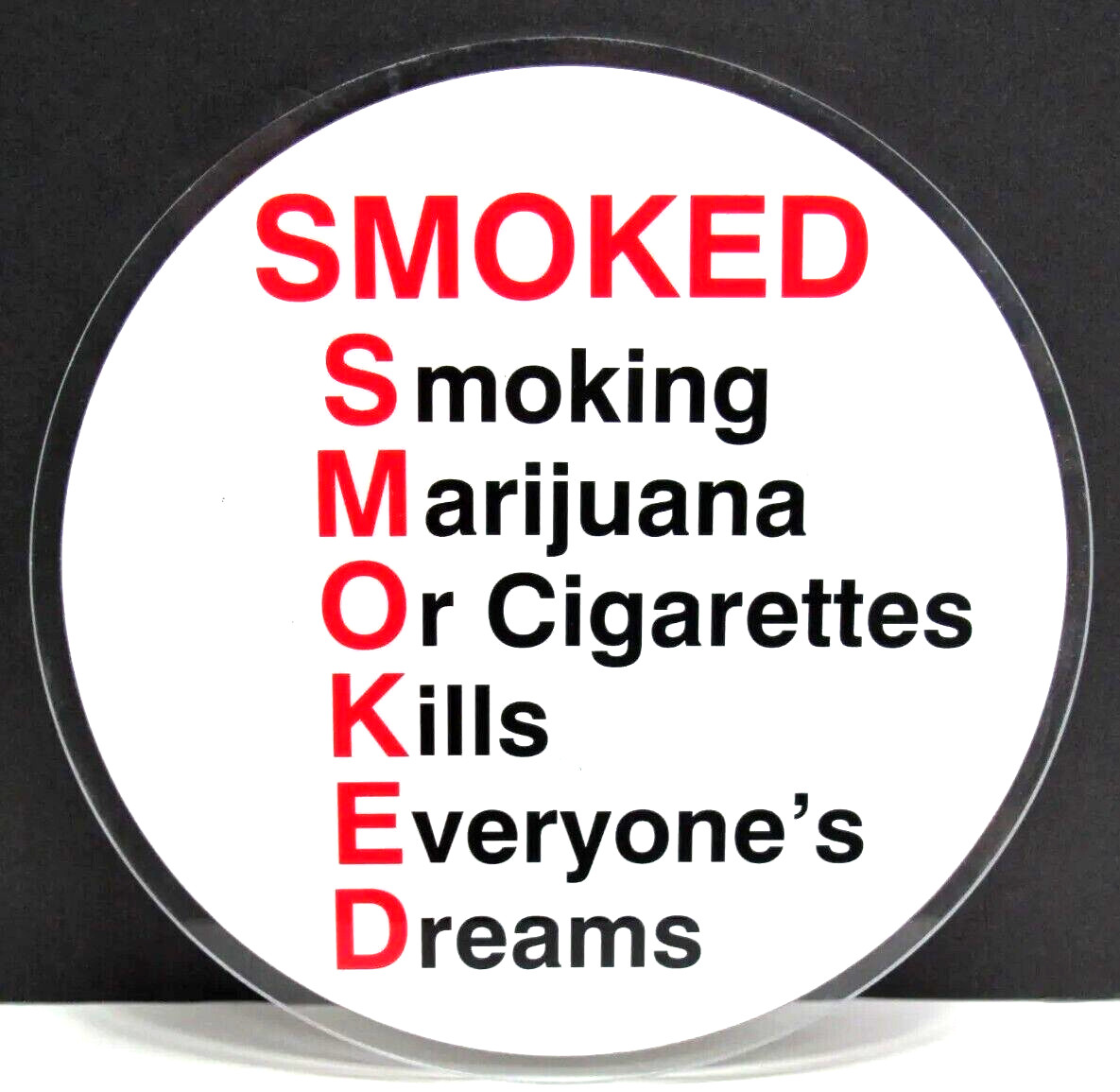 🔥 Unique No Smoking Sign Advertisement Round Plexiglass 10″ New Old Stock #CB