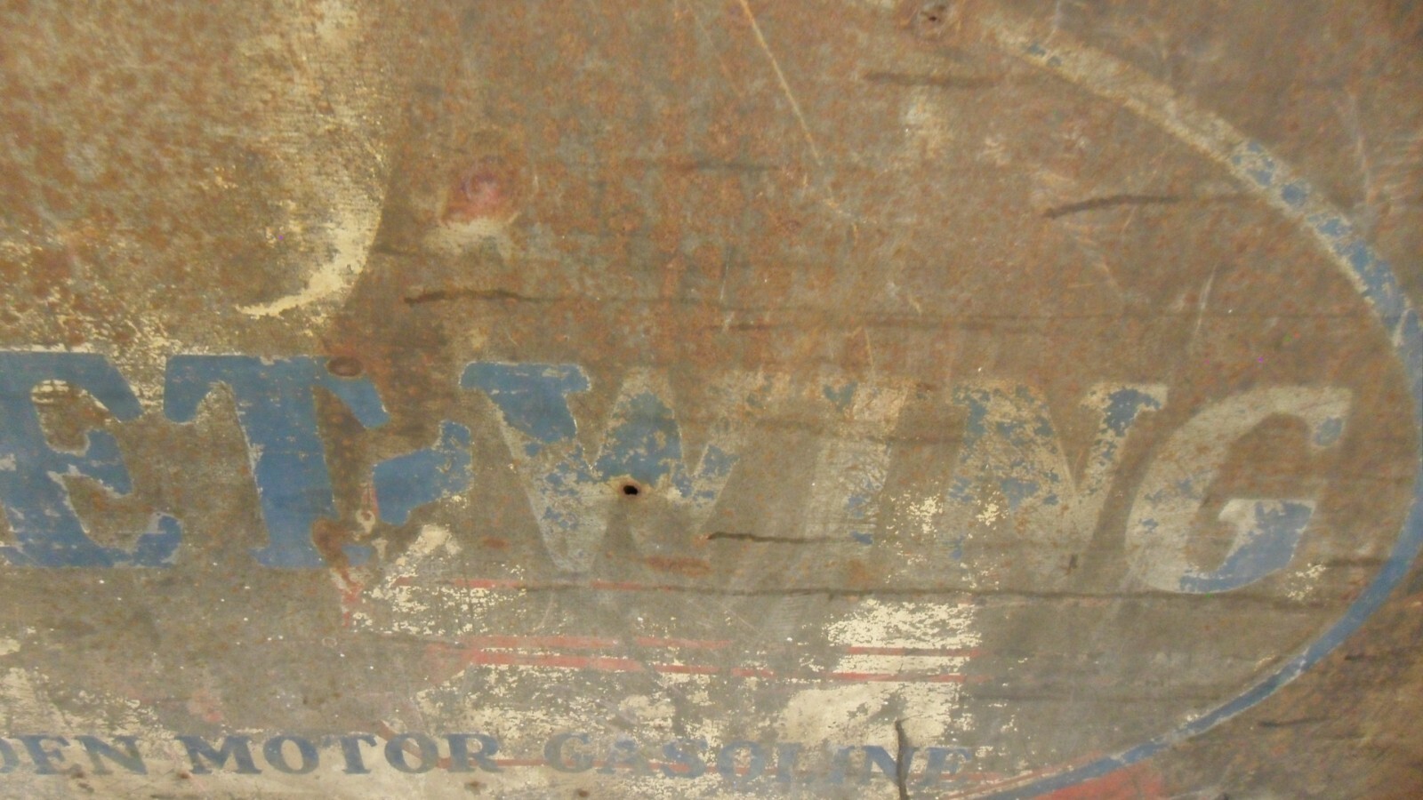 Vintage Fleet Wing Golden Motor Gasoline 47″x72″ Collectible Patina