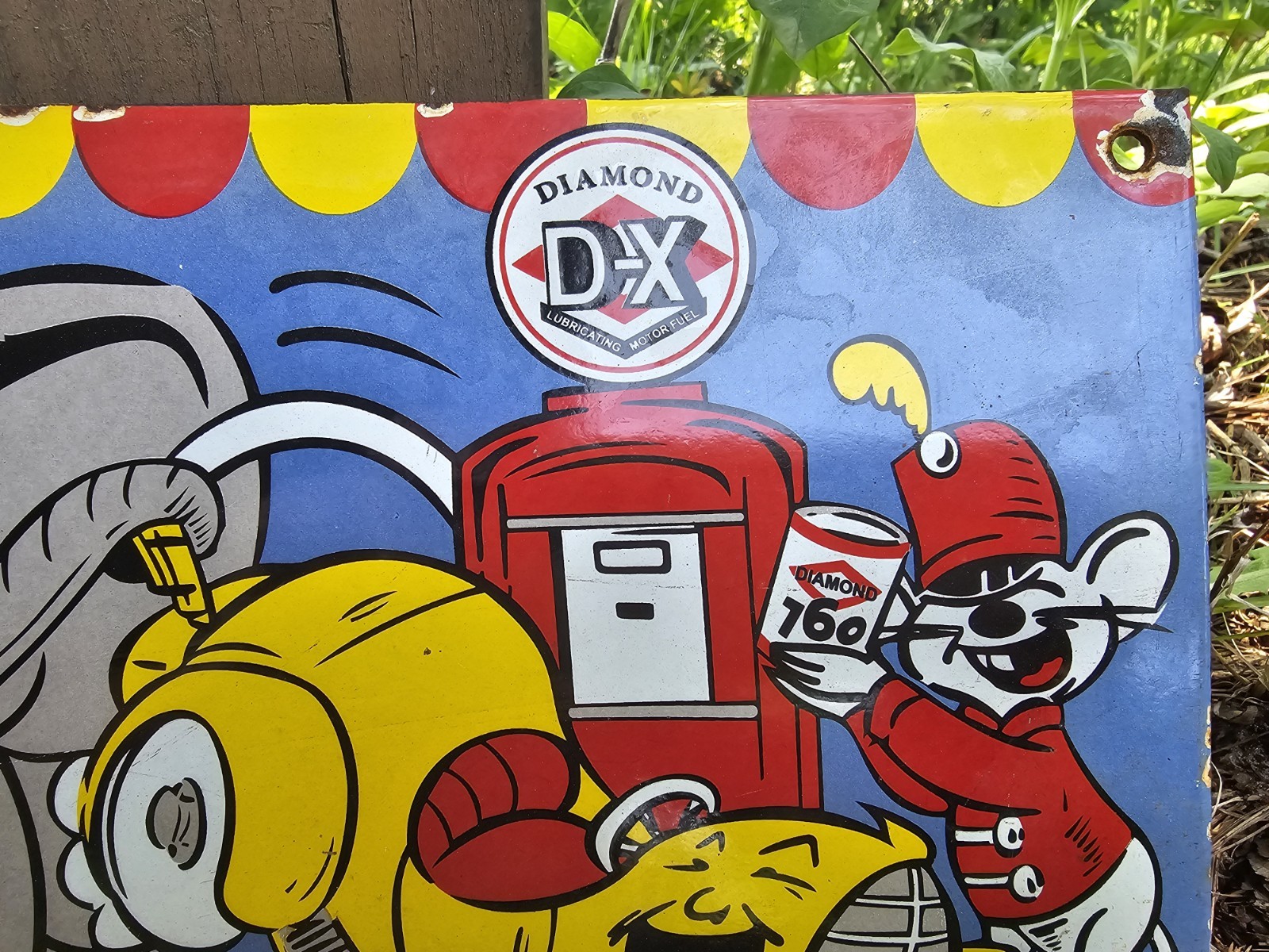 Vintage DX Diamond Motor Oil Sign – Dumbo Gasoline Outboard Pump Porcelain Sign