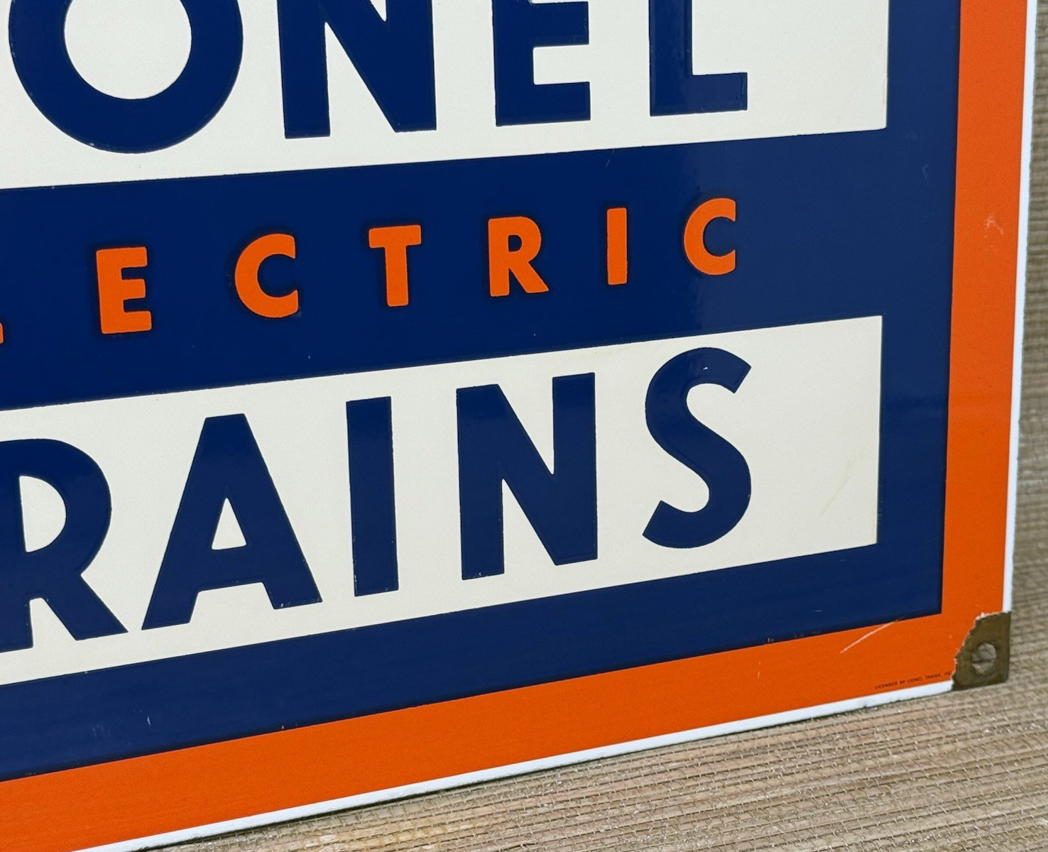 VINTAGE LIONELL ELECTRIC TRAINS PORCELAIN SIGN GAS STATION MOTOR OIL RAIL ROAD