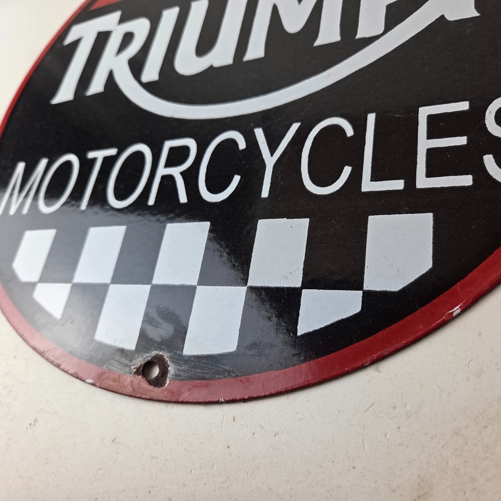 Vintage Triumph Motorcycles Sign – Porcelain Automobiles Mechanic Gas Pump Sign