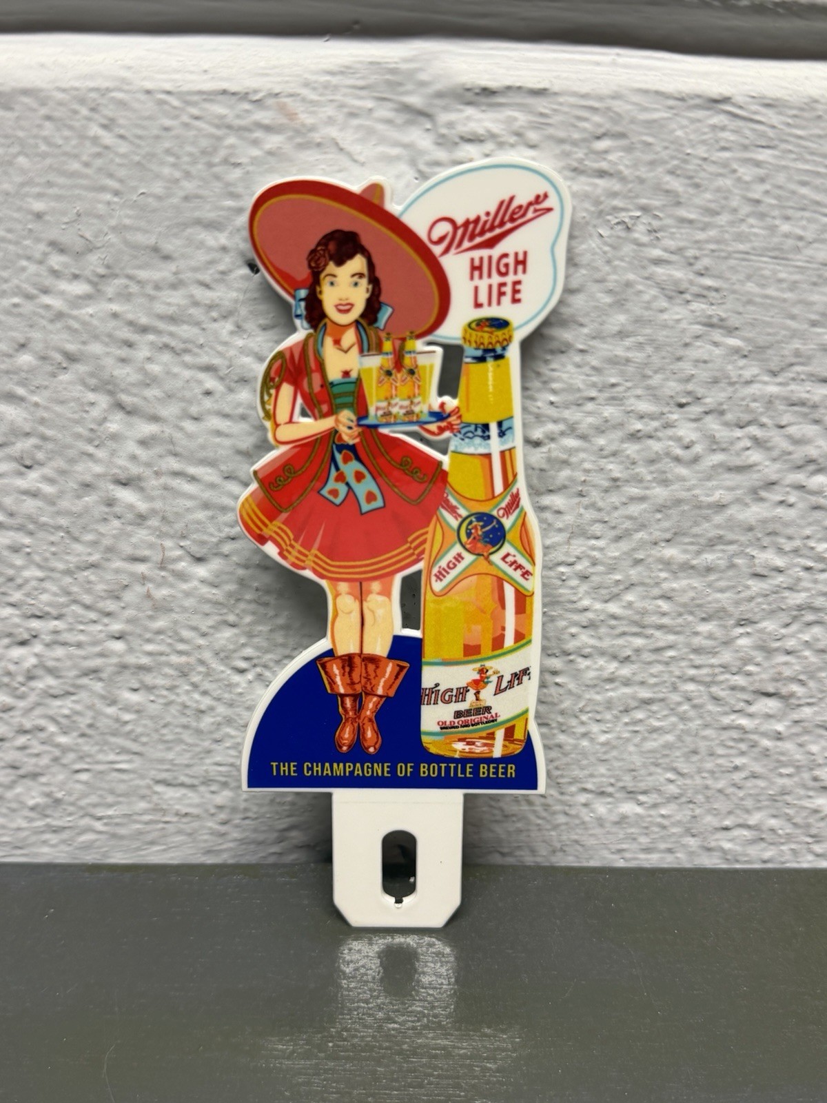 Miller High Life Die Cut Metal Plate Topper Beer Bottled Beer Pin Up Tavern