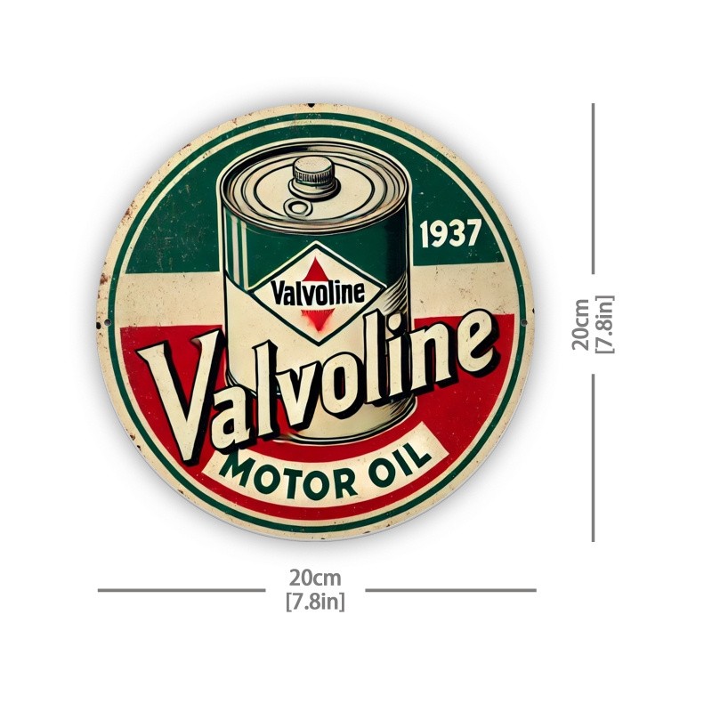 8×8 inches 1pc Iron Valvoline Motor Oil Vintage Tin Metal Signs, Art Deco Style