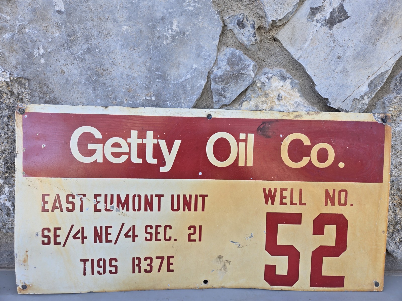 Vintage Getty Oil Painted Aluminum Oil Well Lease Field Sign