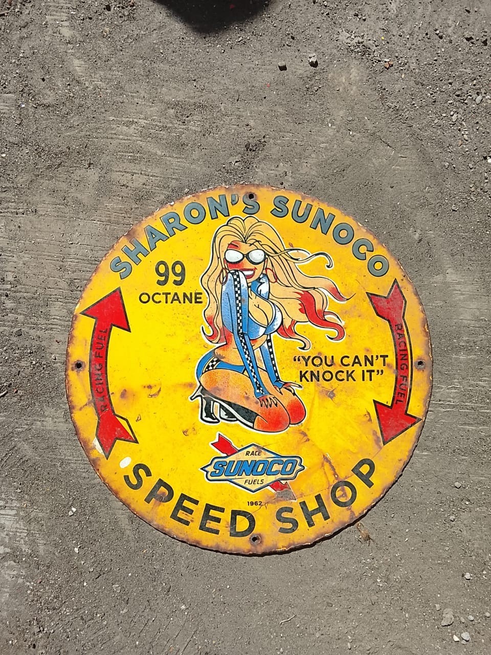 PORCELAIN SHARON SUNACO ENAMEL SIGN 12X12 INCHES
