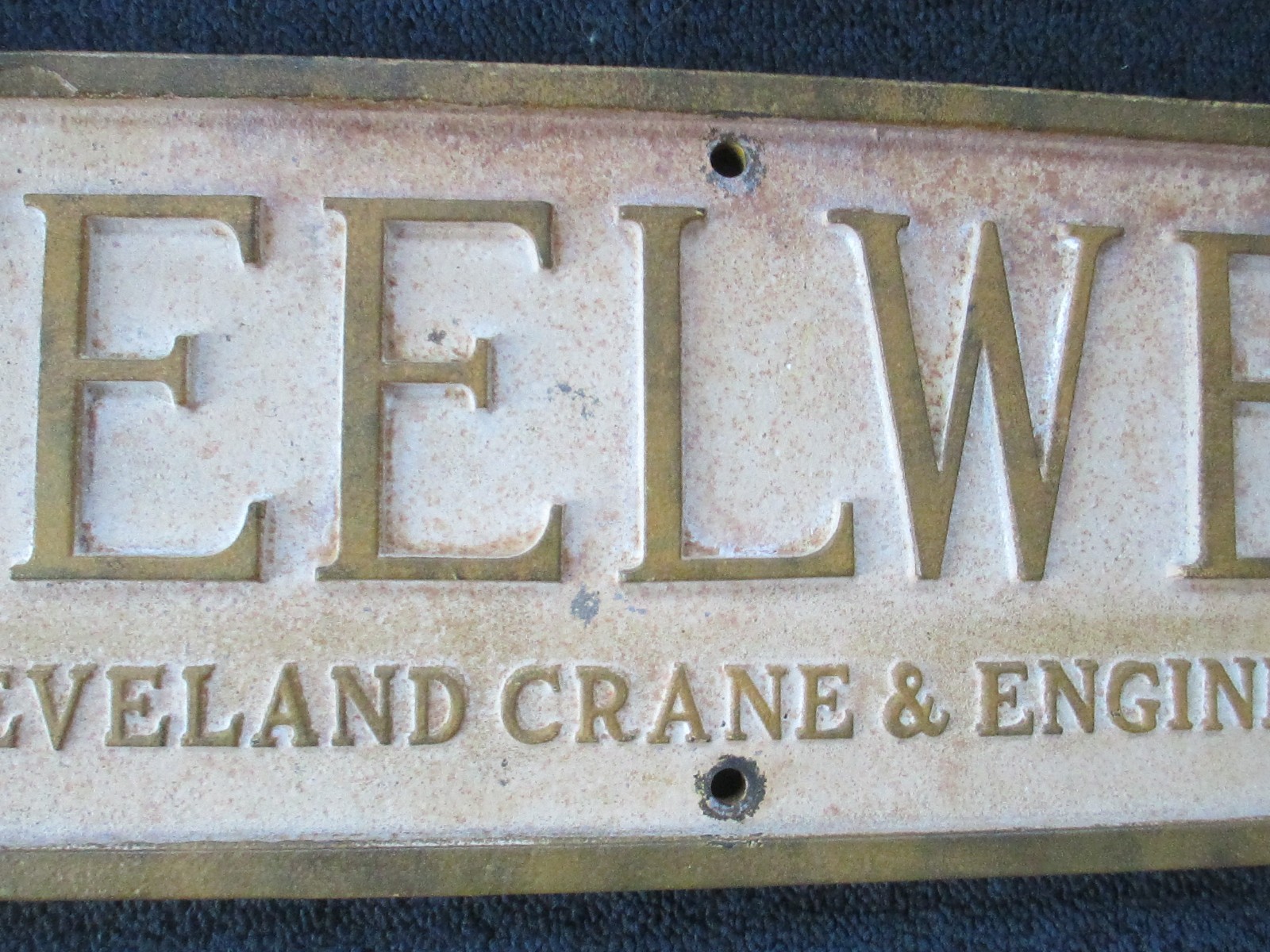 Vintage 31 X 9 STEELWELD Cast Iron Machine Plaque Emblem Sign Industrial Salvage