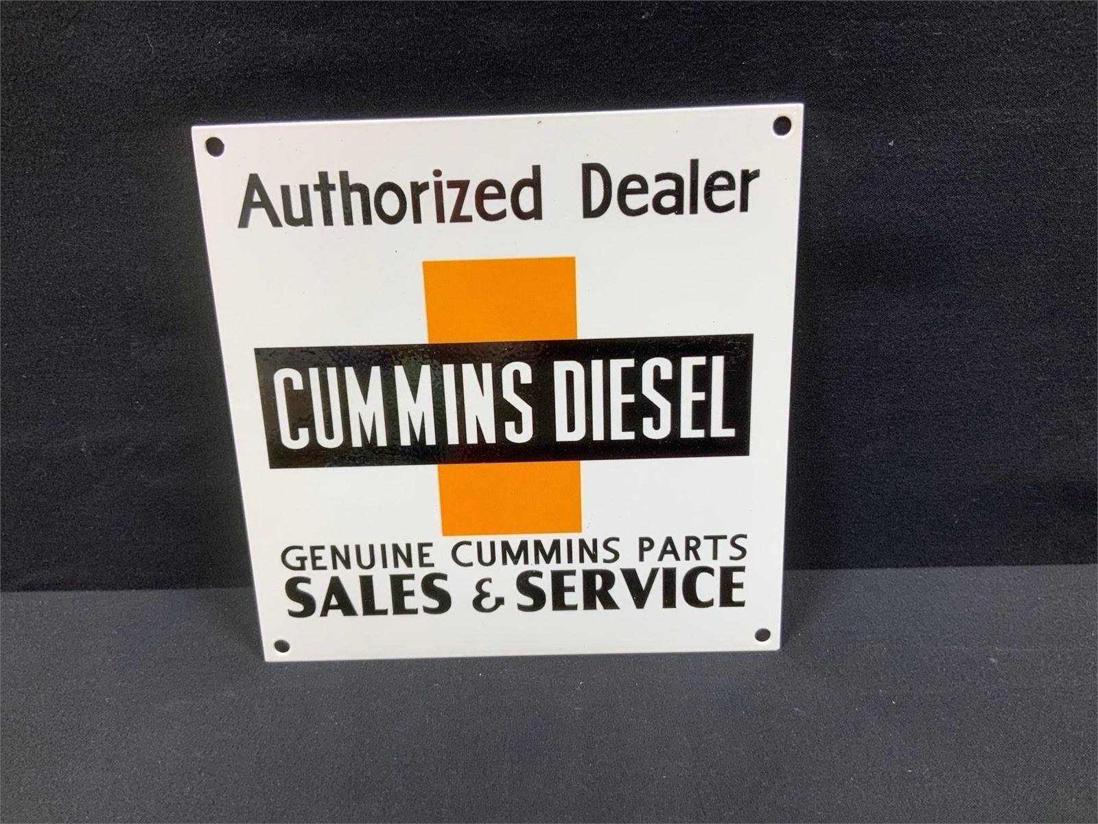 PORCELAIN CUMMINS DIESEL ENAMEL SIGN 6X6 INCHES