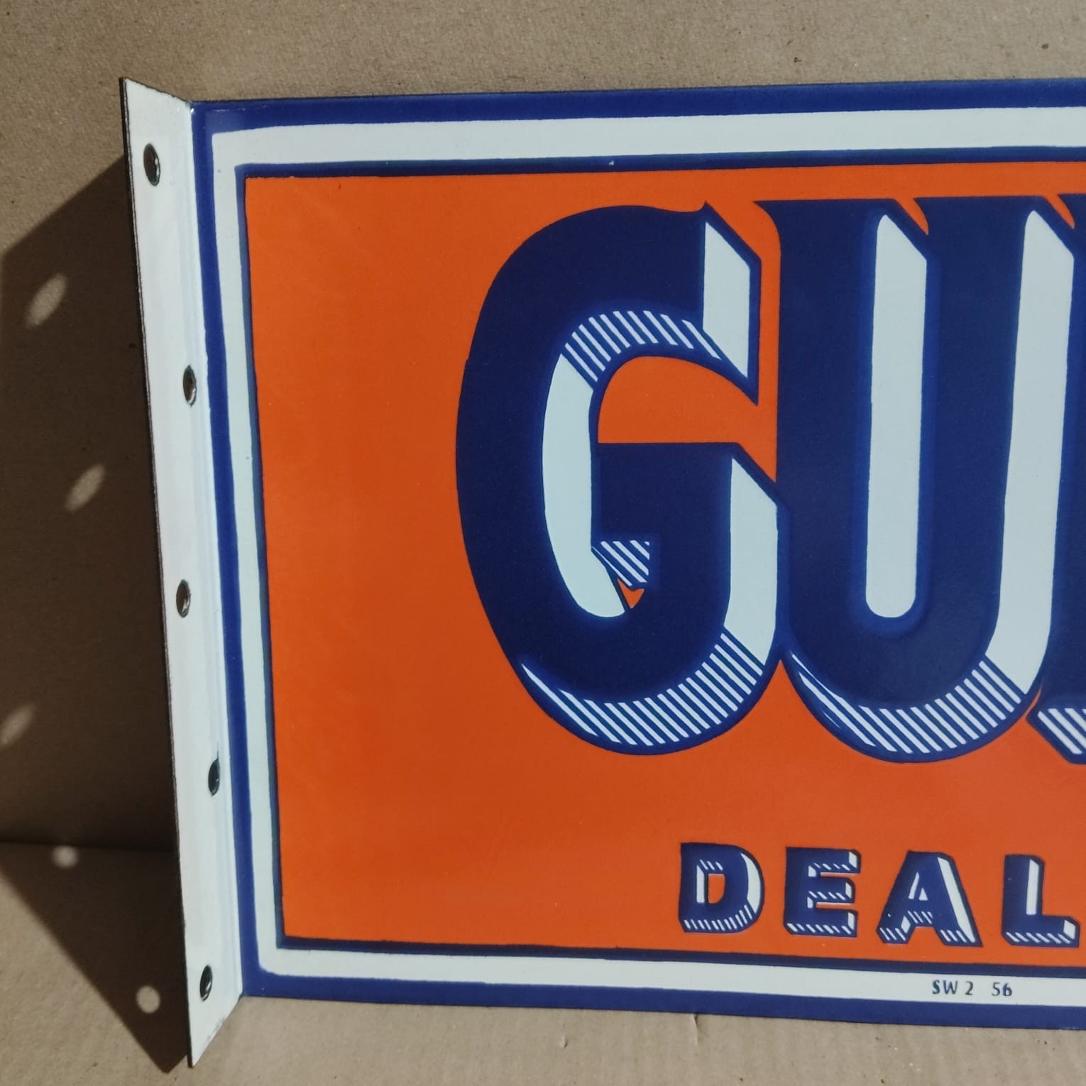 Gulf Dealer Porcelain Enamel Sign 18 x 10 Inches 2 Sided