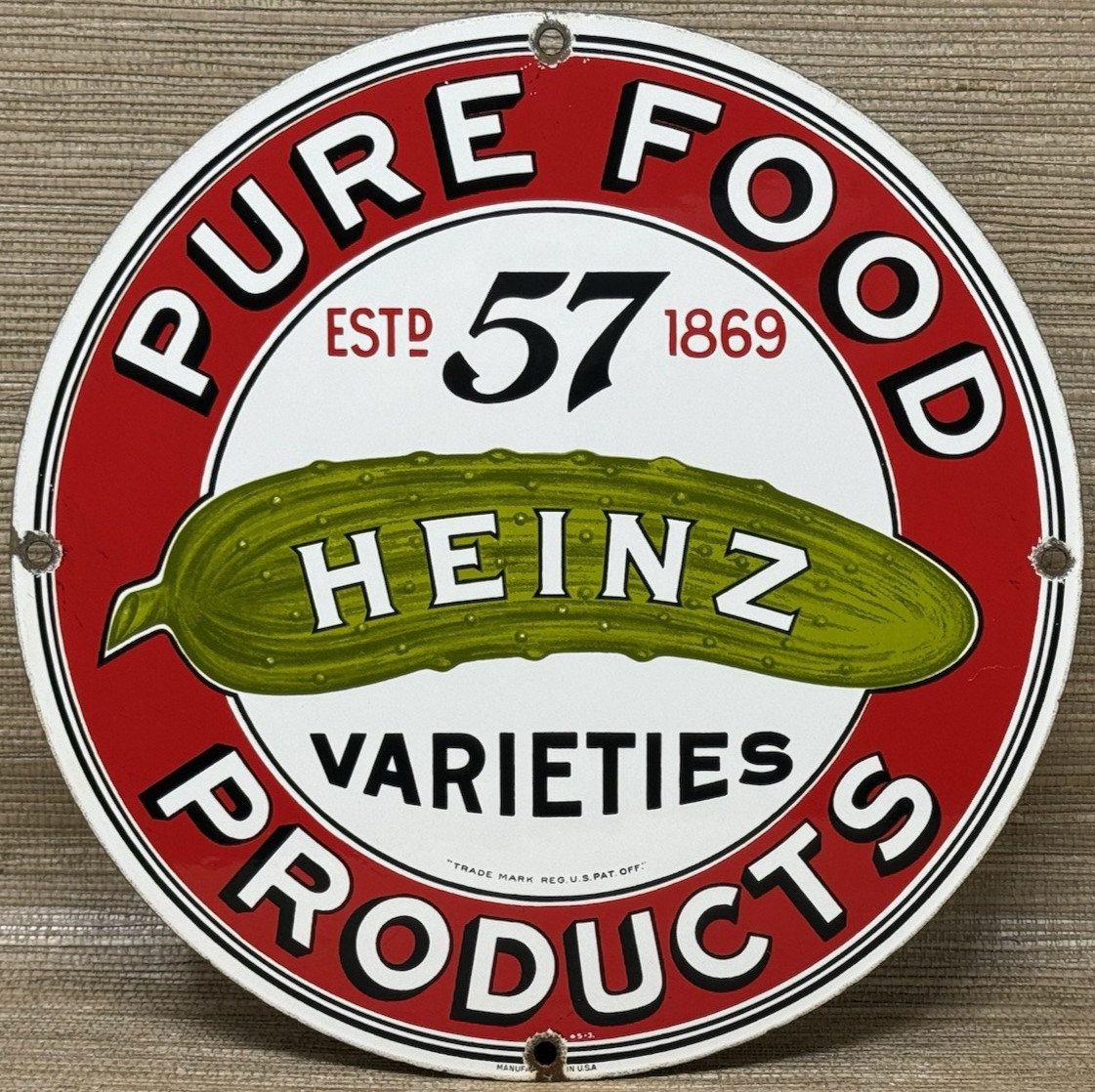 VINTAGE HEINZ 57 PORCELAIN SIGN KETCHUP MUSTARD RELISH HOT DOG BASEBALL DINER