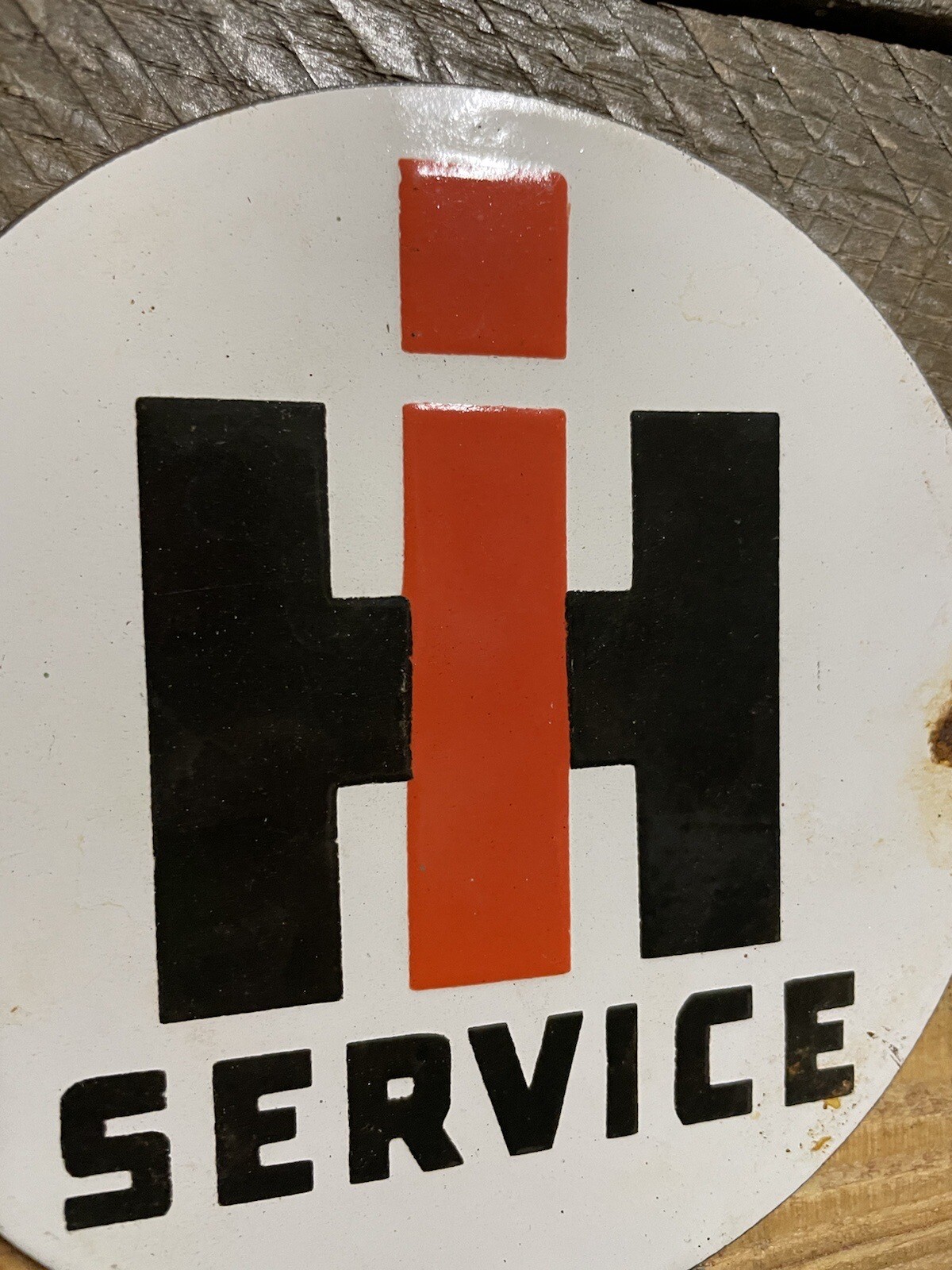 VINTAGE INTERNATIONAL HARVESTER PORCELAIN SIGN FARMING TRACTOR FARM GAS OIL 6”