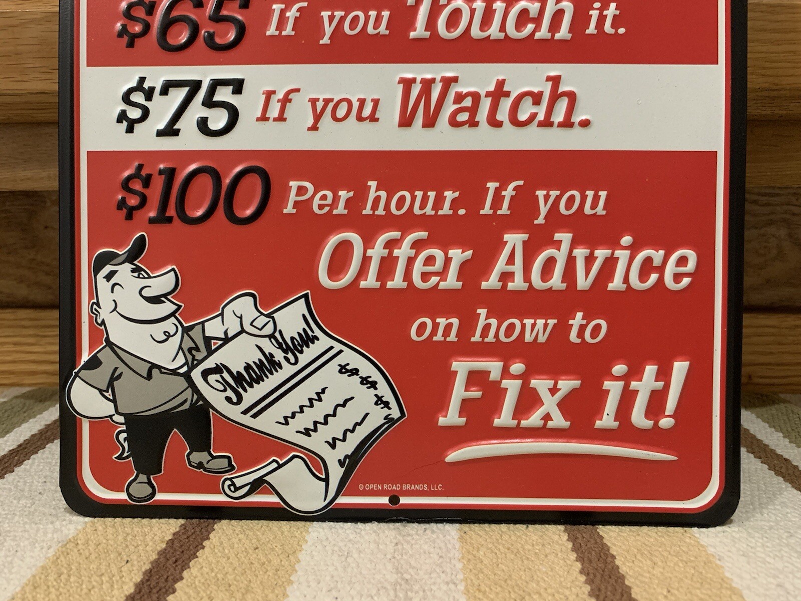 Shop Rates Sign Garage Repair Mechanic Gas Oil Vintage Style Wall Decor Parts