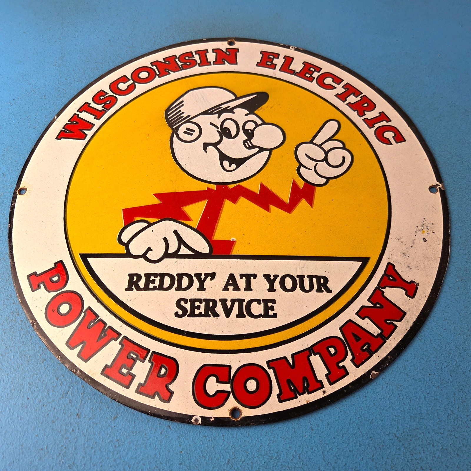 Vintage Electric Service Porcelain Sign – Advertising Gas Station Pump Sign