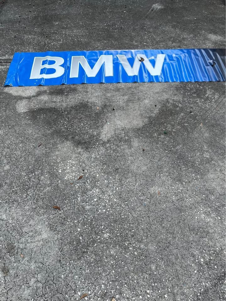 BMW DEALERSHIP DOUBLE SIDED BANNER 9.5 FT x 2 FT +/- GREAT CONDITION READ DESCRP