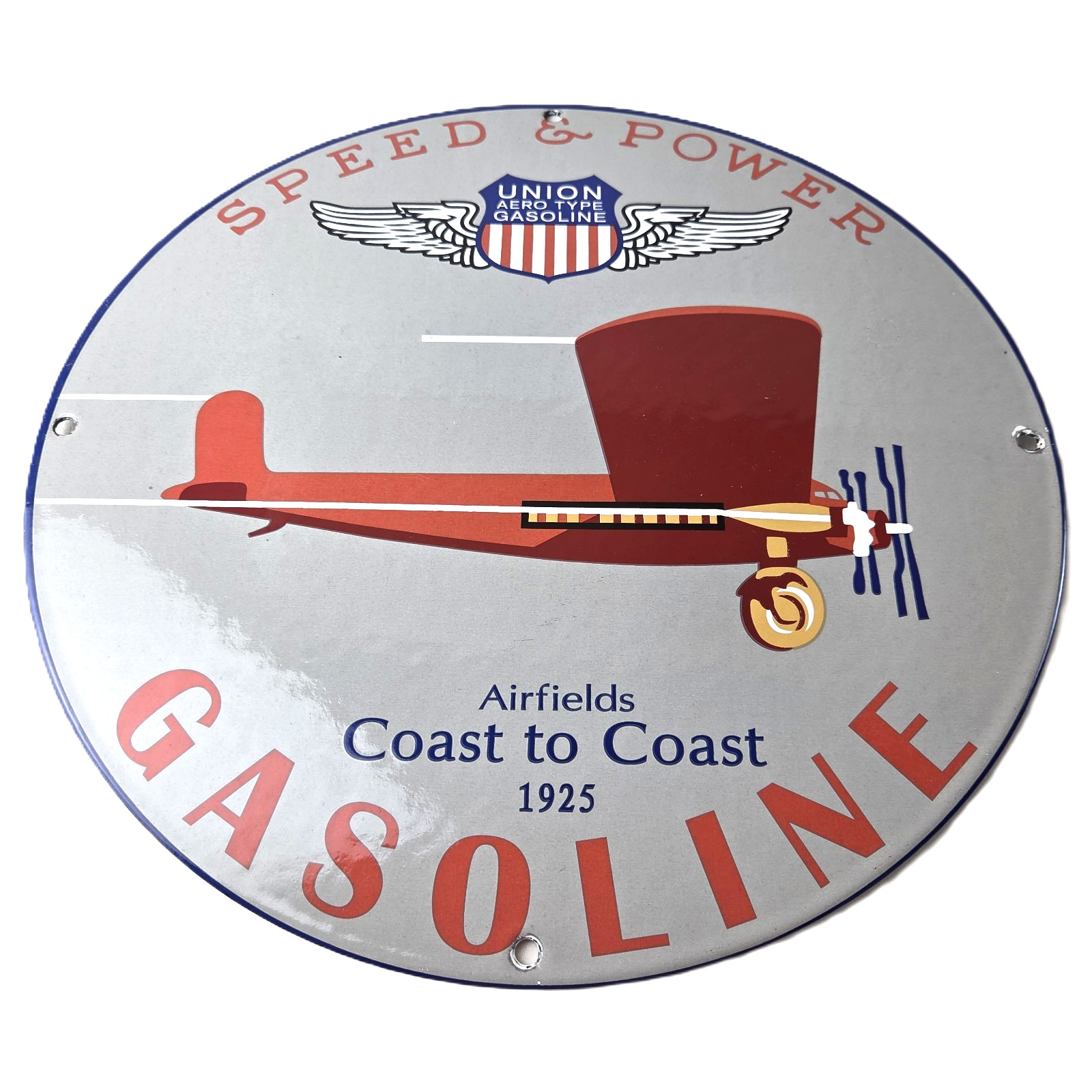 Vintage Union Speed & Power Sign – Gas Pump Porcelain Service Station Sign