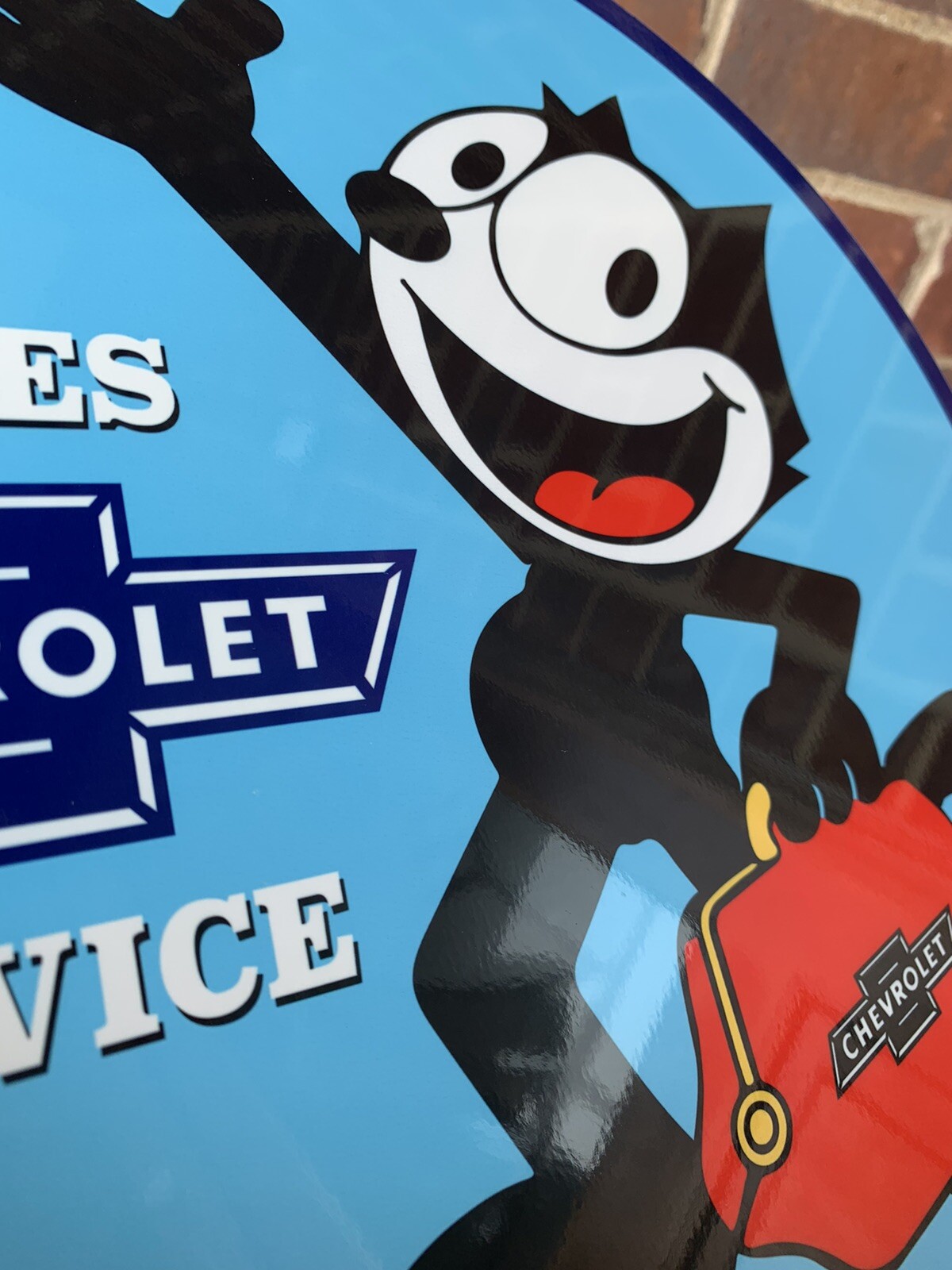 Vintage Style Felix Cat Chevrolet Sales Service Heavy Steel Metal Quality Sign