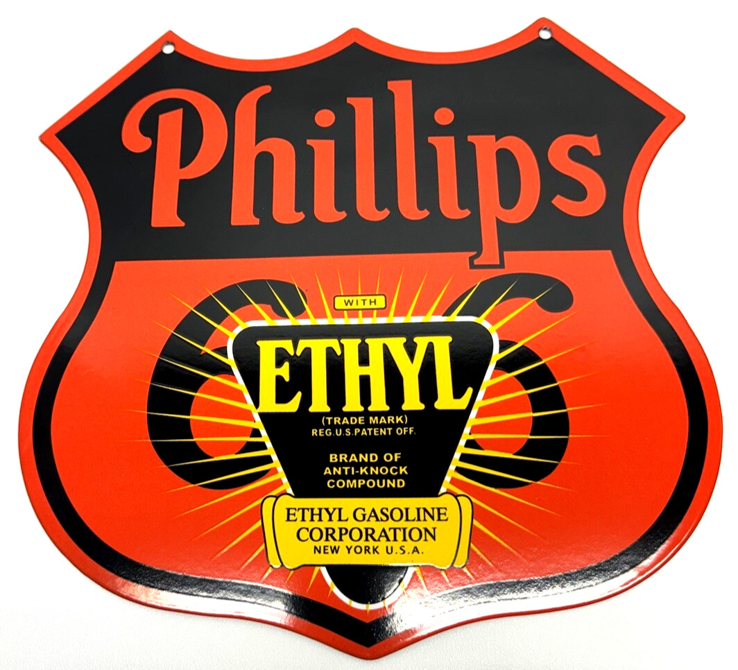 Vintage Phillips 66 Ethyl Porcelain Sign- Service Station Gasoline Americana