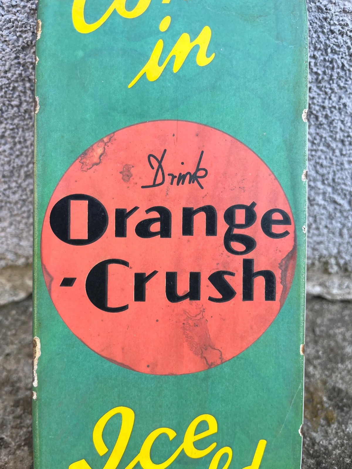 Vintage Orange Crush Enamel Porcelain Sign Plaque Retro Advertising 24×9 cm