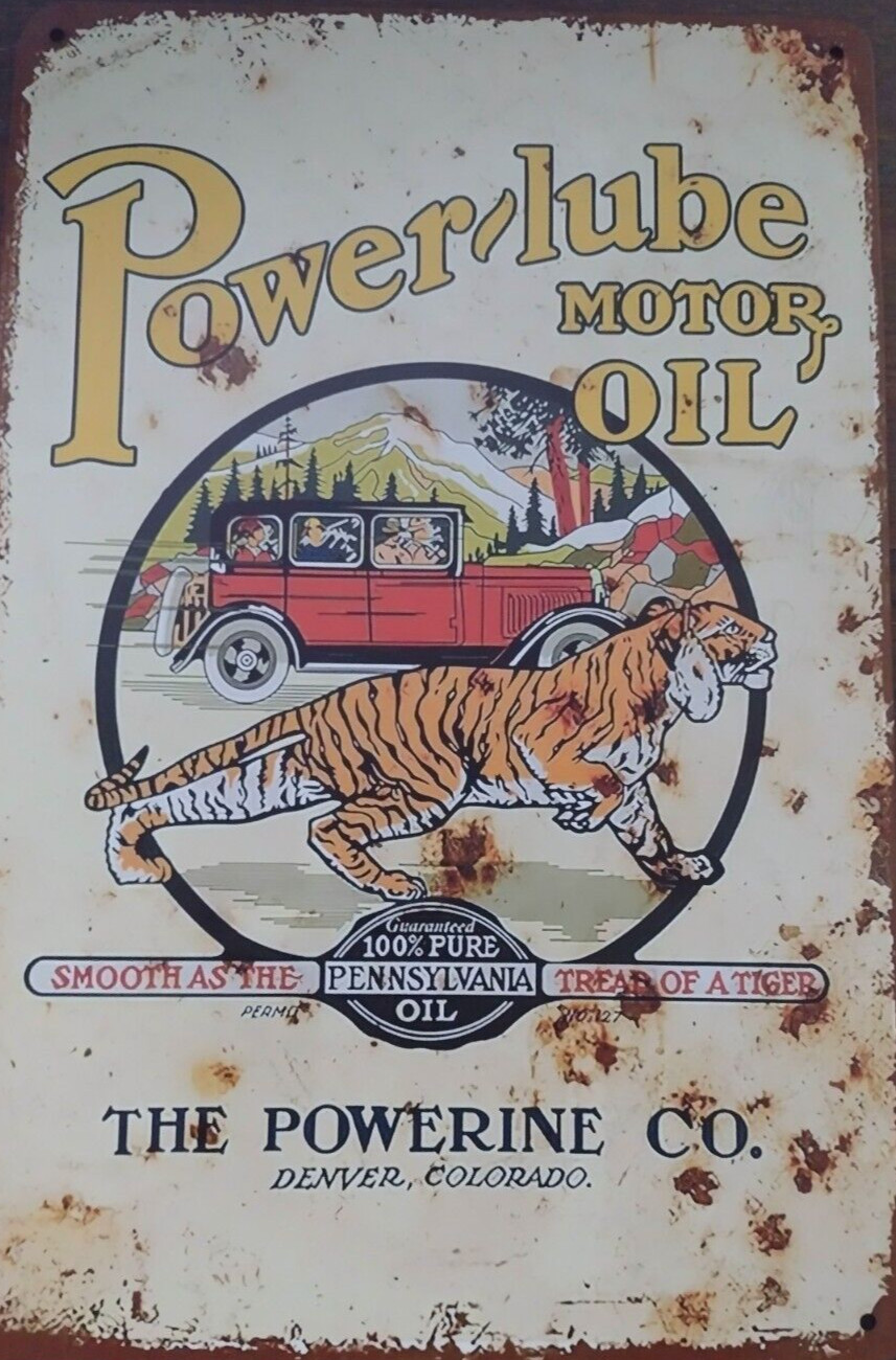 Powerlube Oil Company Rustic Look 8″ X 12″ Tin Sign