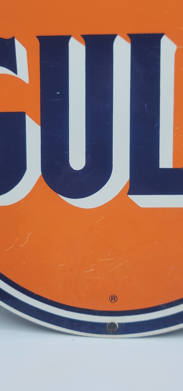 Vintage Gulf Gasoline Oil Porcelain Enameled Metal Sign