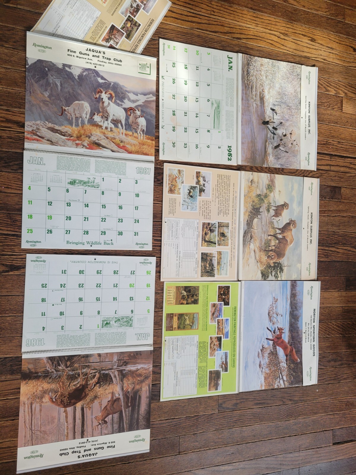 Vintage REMINGTON calendar lot RIFLE target deer moose bear hunting sign