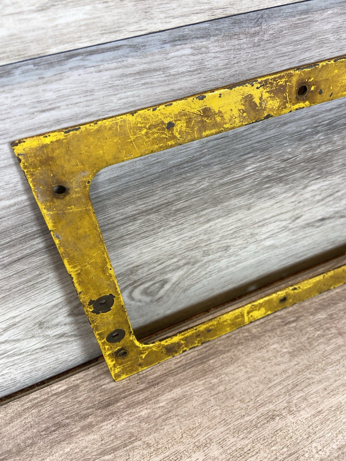 Vintage Industrial Yellow Metal Machine Frame Gas Station Pump Bezel Decor 11×7