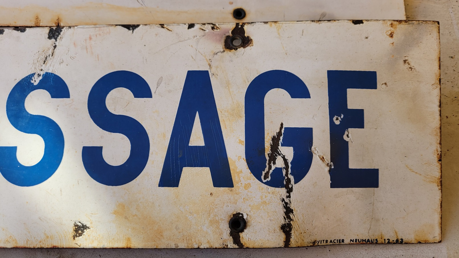 RARE 3 SIGN ORIGINAL ENAMEL 60’s french VITRACIER NEUHAUS 1963 MADE IN FRANCE