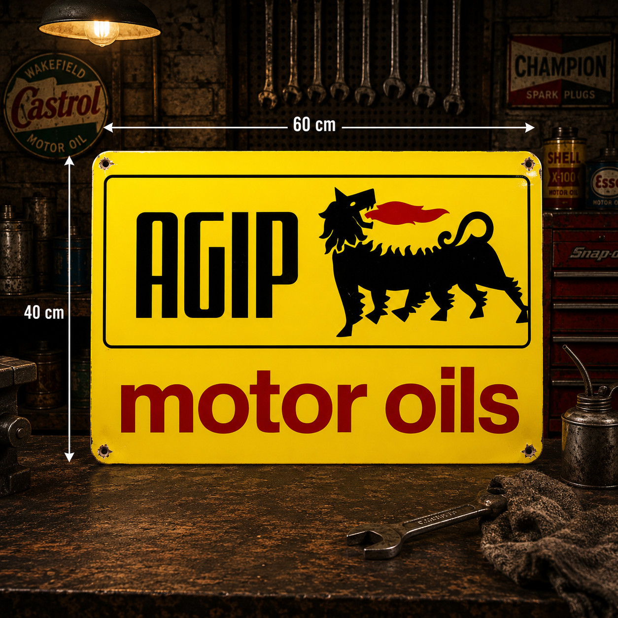 Agip Motor Oils Vintage Heavy Metal Sign – 60×40 cm (15.7” × 23.6”)
