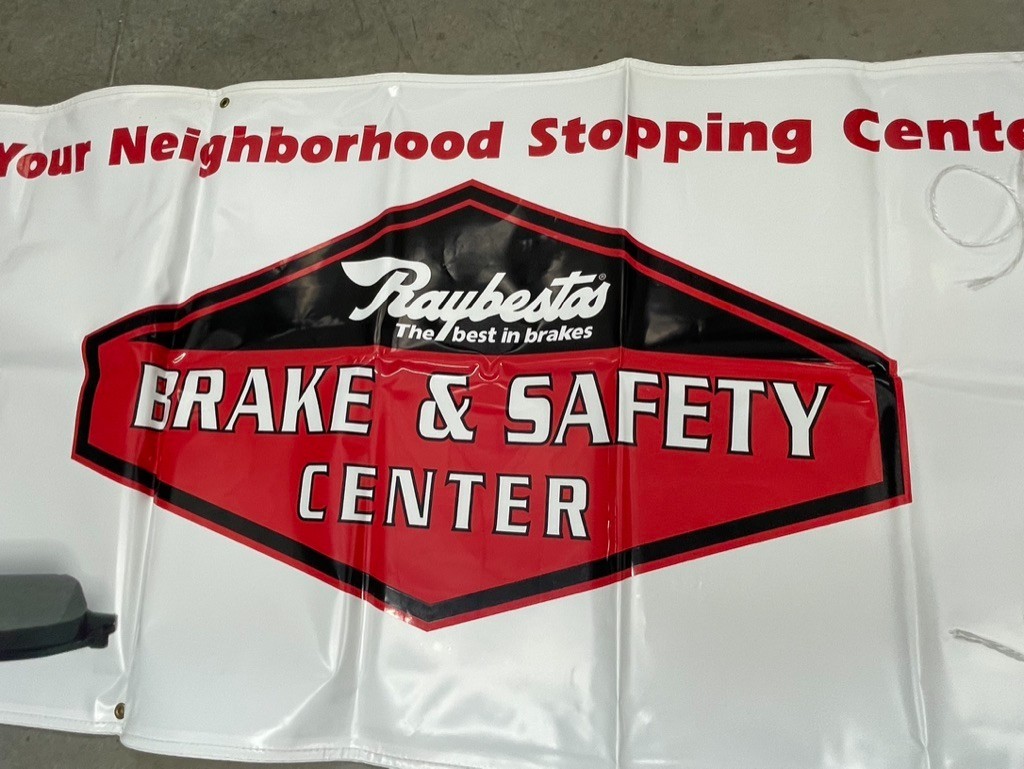 Raybestos Brakes Rotor Vintage NOS Shop Sign Ad Promo, Vinyl, approx 90″ x 34″
