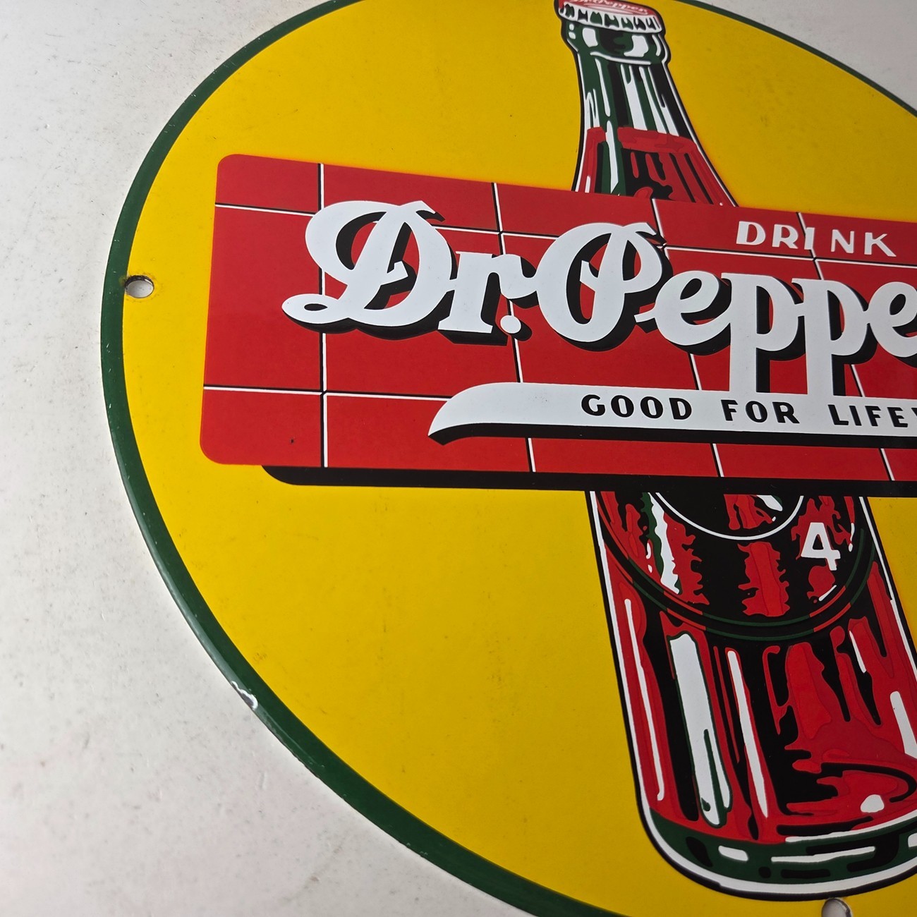 Vintage Dr Pepper Porcelain Sign – Beverage Collection Man Cave Bar Gas Sign