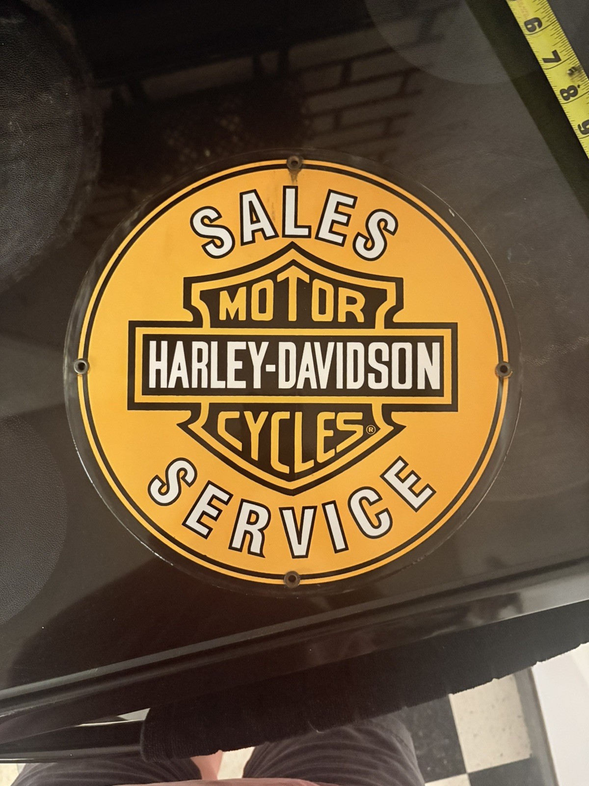 Vintage Harley Davidson Sales Service Porcelain Sign
