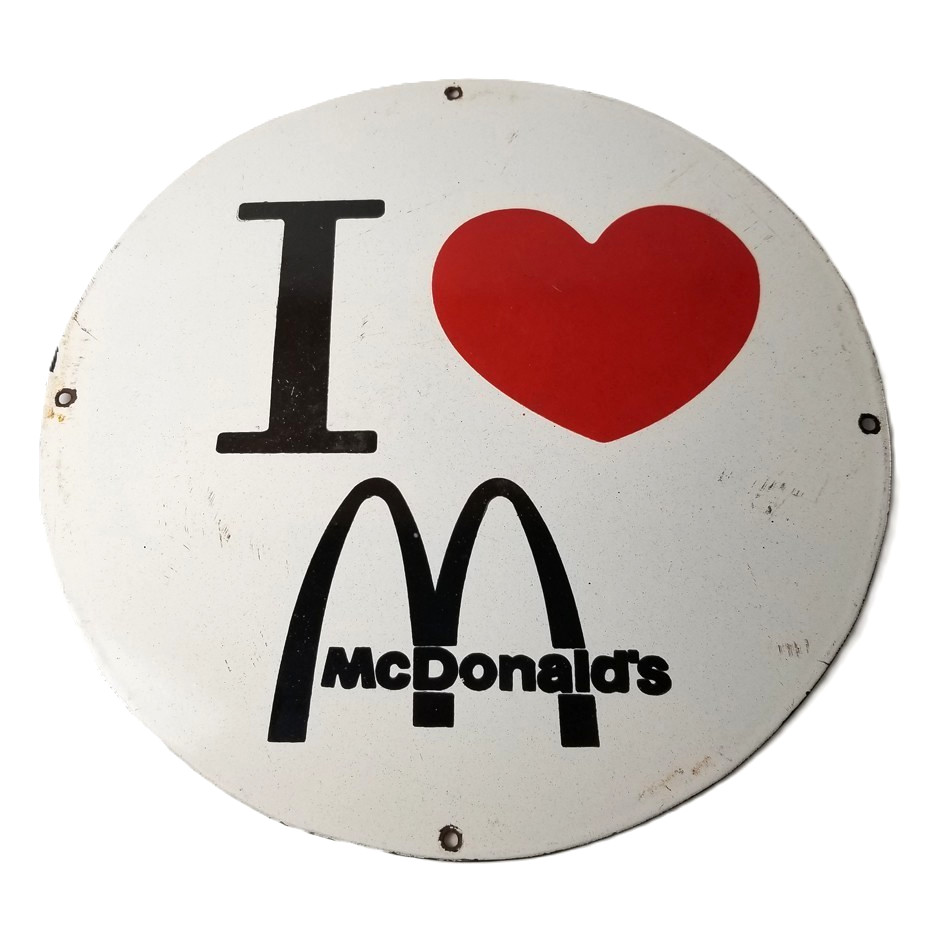 Vintage McDonalds Porcelain – Fast Food Burgers Old Drive Thru Gas Pump Sign