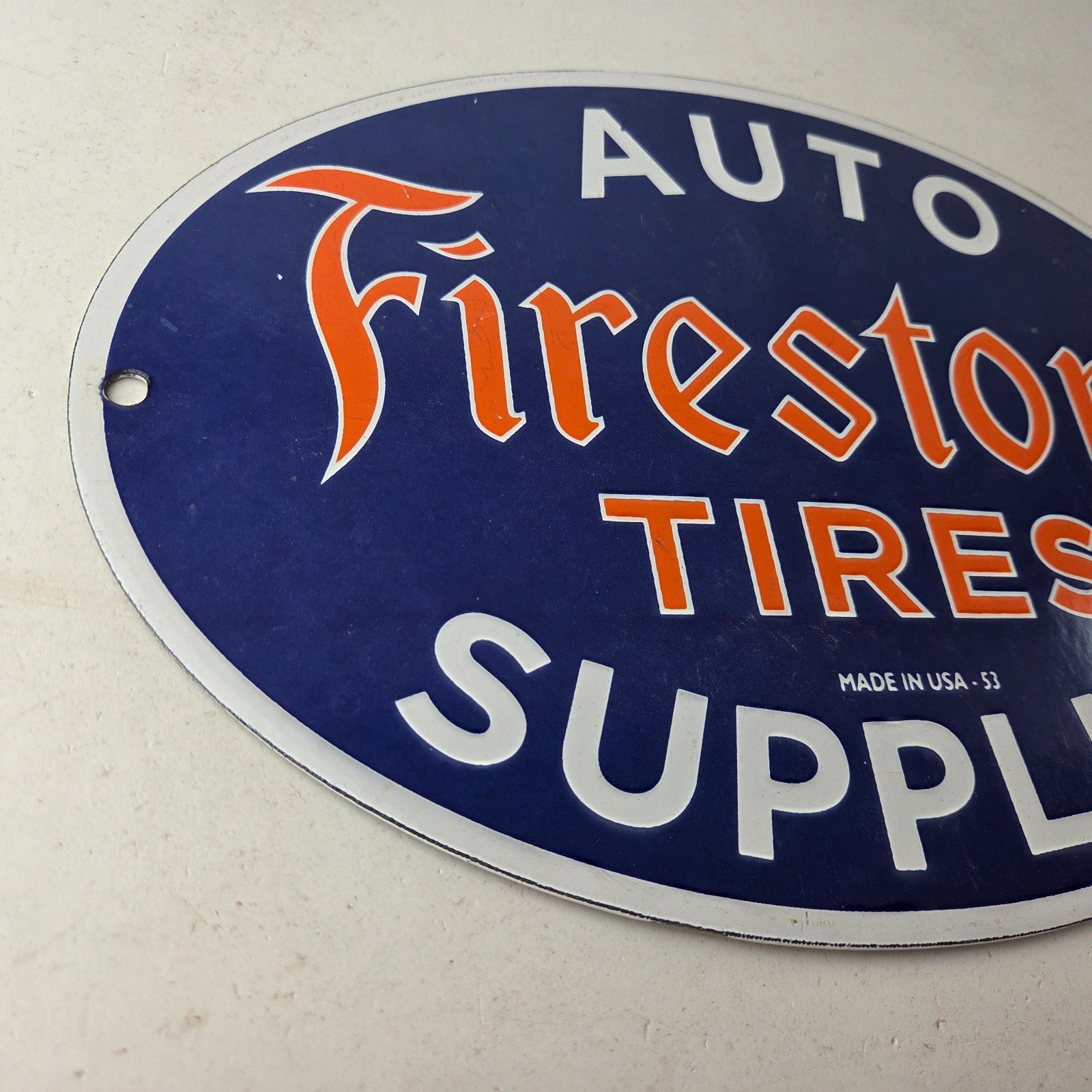 Vintage Firestone Tires Sign – Auto Supplies Gas Pump Porcelain Sign