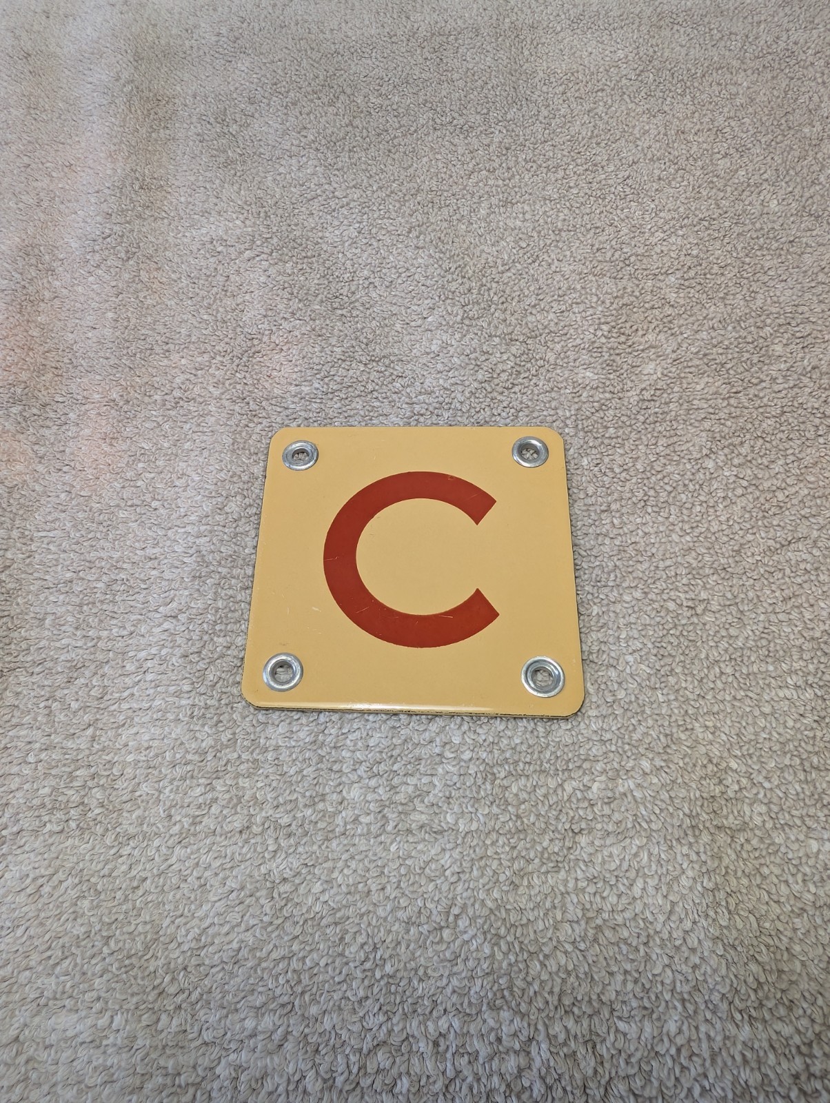 Small Vintage Original Porcelain Sign Tag Letter Sign “C”