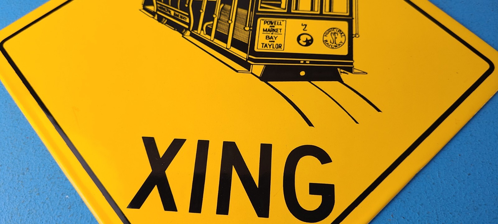Vintage SFO Municipal Railway Sign – XING Trains Railway Porcelain Gas Pump Sign