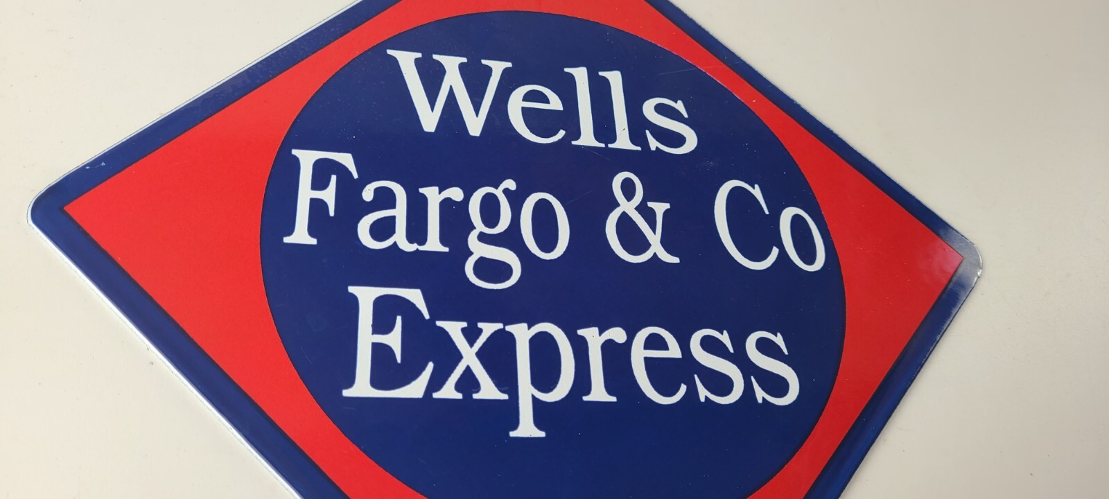 Vintage Wells Fargo Express Sign – Trains Railway Porcelain Gas Pump Sign
