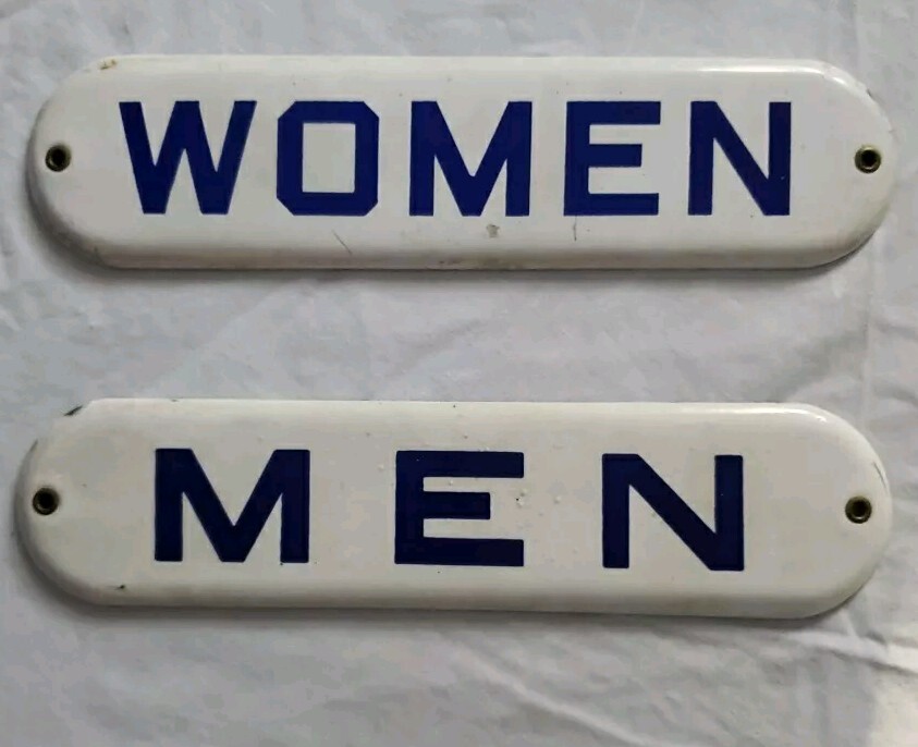 1950’s Porcelain Enamel WOMEN MEN Standard Oil Gas Station Bathroom Signs