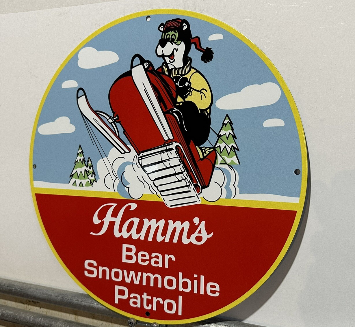 Vintage Style Hamm’s beer Bear Snowmobile PatrolMetal Heavy Steel Quality Sign
