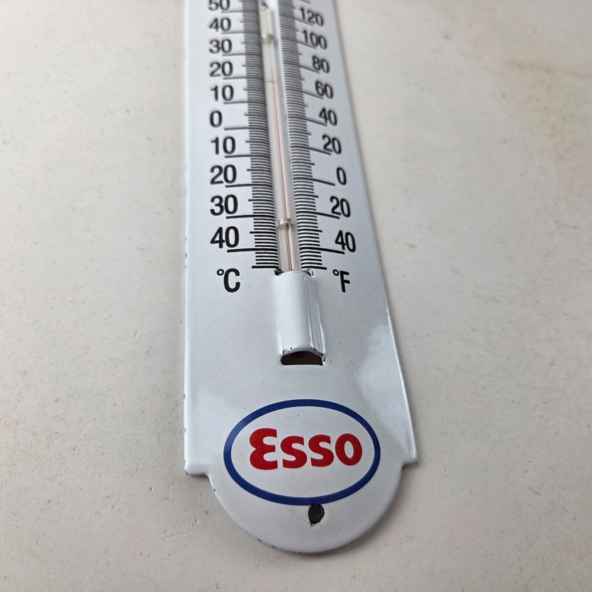 Vintage Esso Gasoline Sign – Service Pump Ad Sign on Porcelain Thermometer
