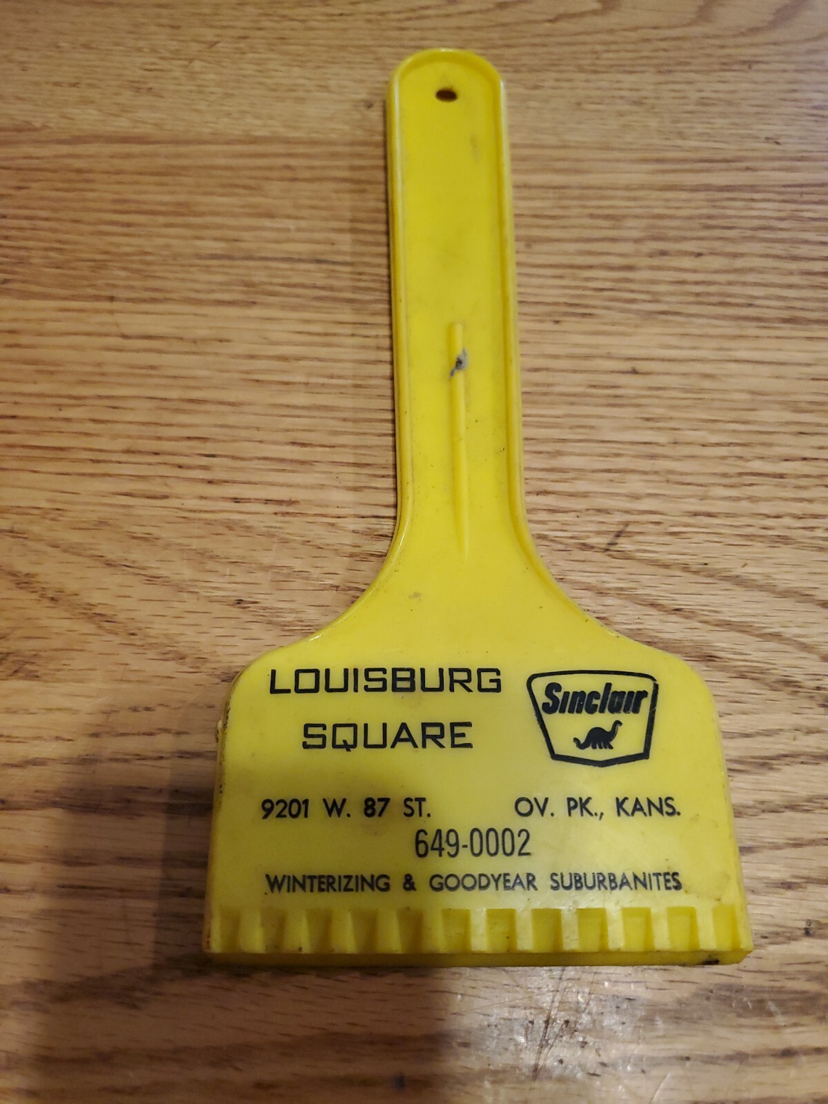 Old Vintage Ice Scraper Sinclair Gasoline Service 9201 W. 87st Ov. Pk., KANS.