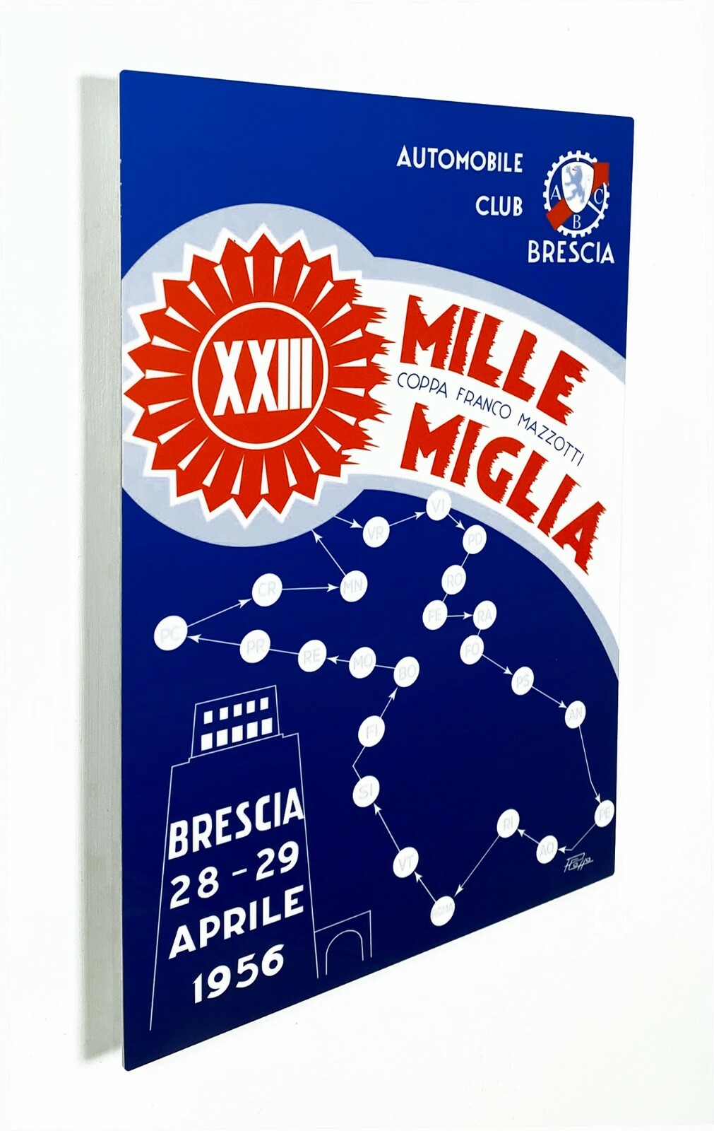Mille Miglia 1956 Program Cover Metal Sign