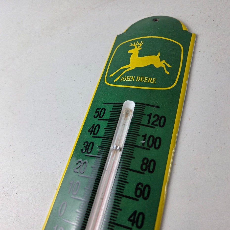 Vintage John Deere Sign – Service Guage Gas Pump Sign on Porcelain Thermometer