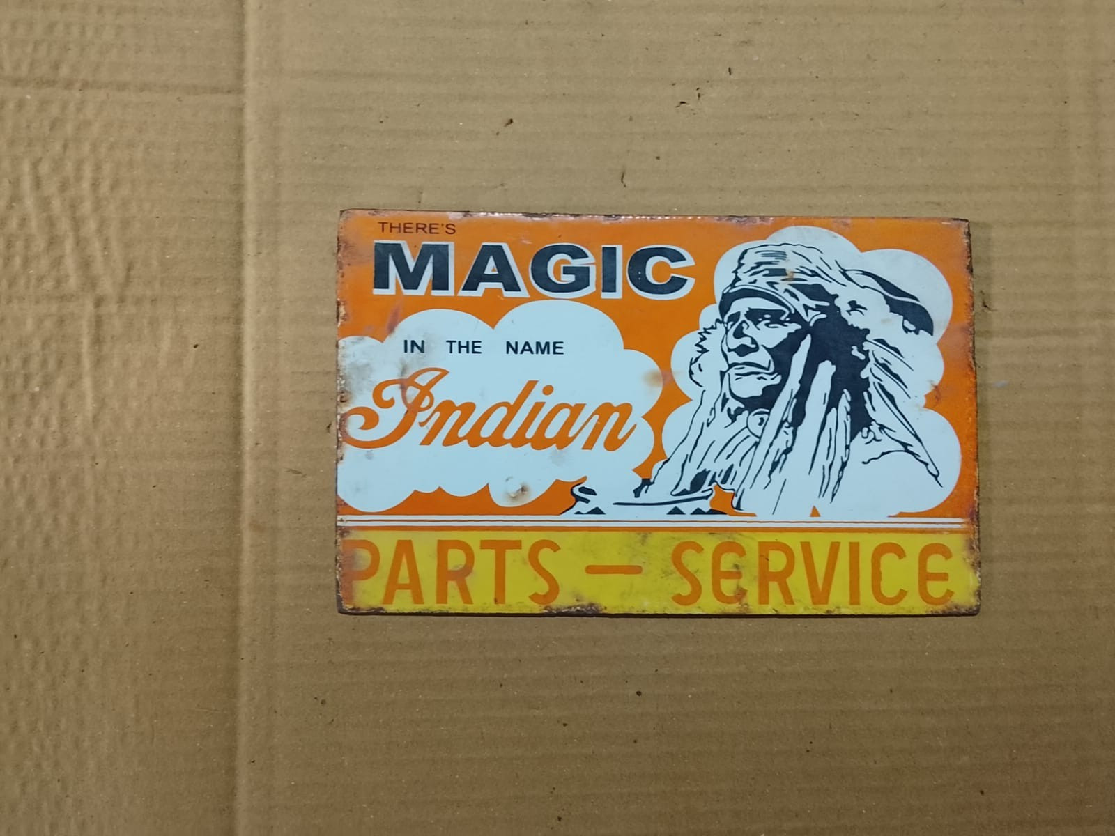 PORCELAIN INDIAN ENAMEL SIGN 8×5 INCHES
