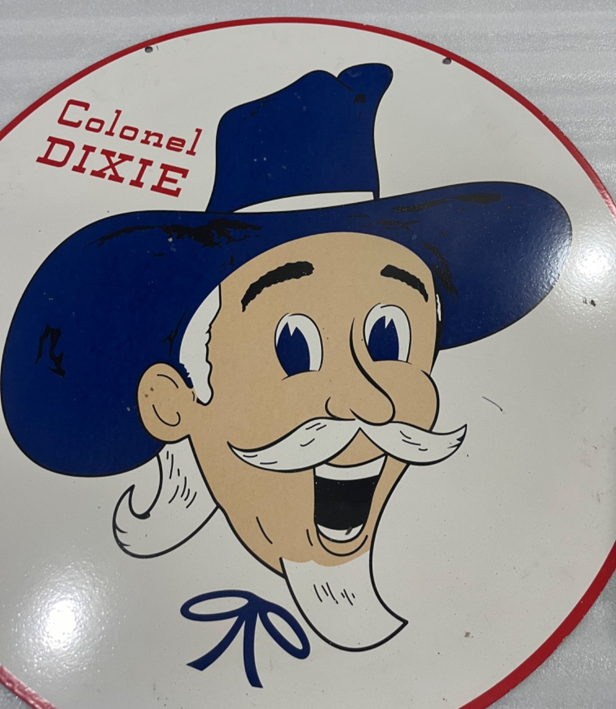 COLONEL DIXIE PORCELAIN ENAMEL GAS & OIL SIGN 30″ DSP.