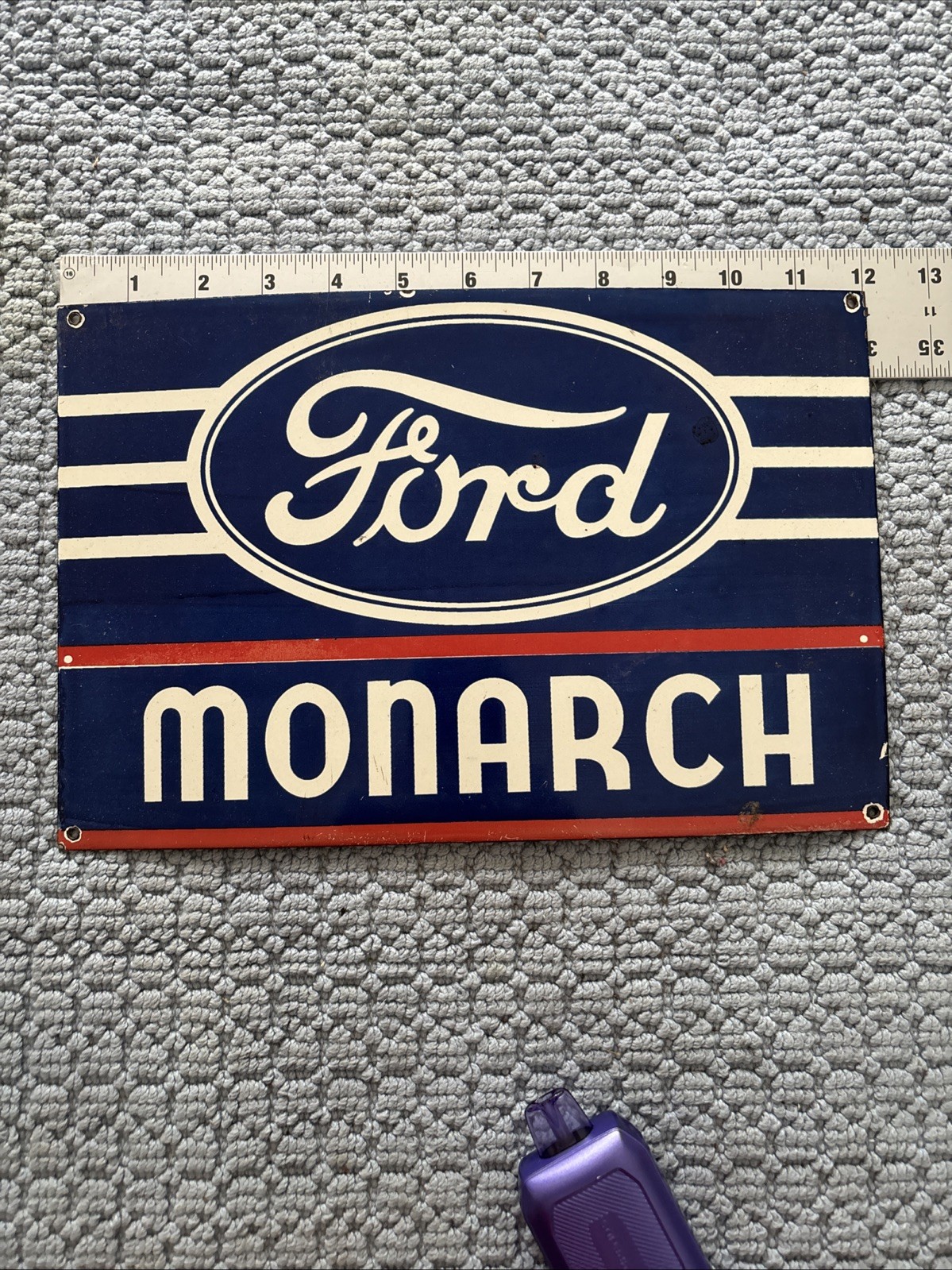 VINTAGE FORD MONARCH DEALERSHIP STEEL SIGN HEAVY METAL NICE 12 X 8 A1