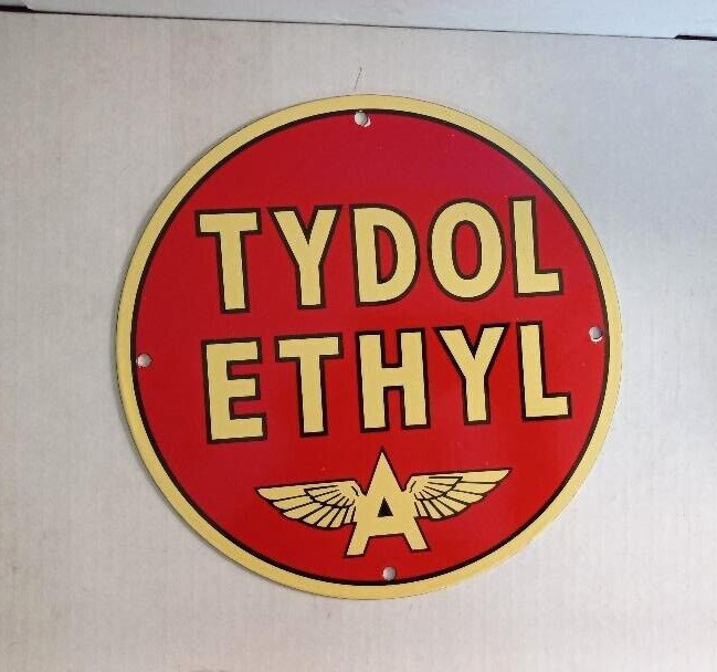 Tydol Ethyl Flying A Porcelain Coated Sign Gas Station Office Garage Home Decor