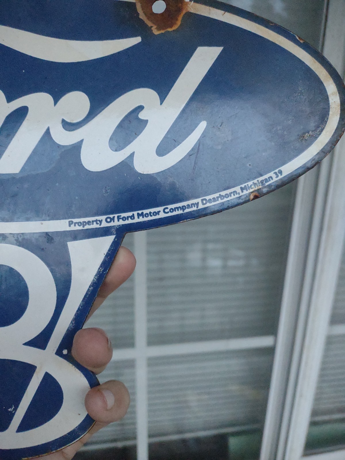 Vintage Ford Sign – Porcelain Metal V8 Automobile Parts Gas Oil Pump Sign