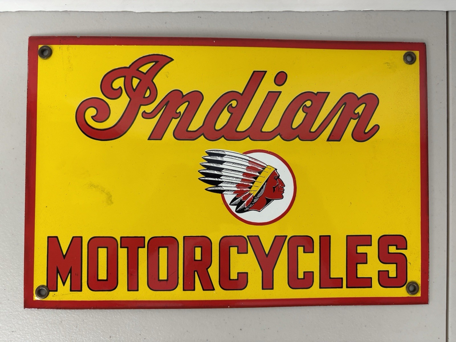 Vintage Indian Motorcycles Porcelain Sign Dealership, Motor Bike Sign