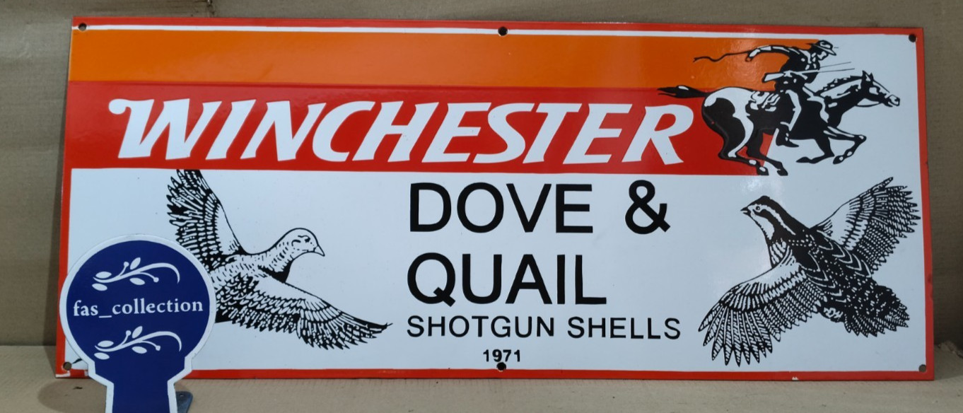 Winchester Porcelain Enamel Sign 36 x 15 Inches 1 Sided
