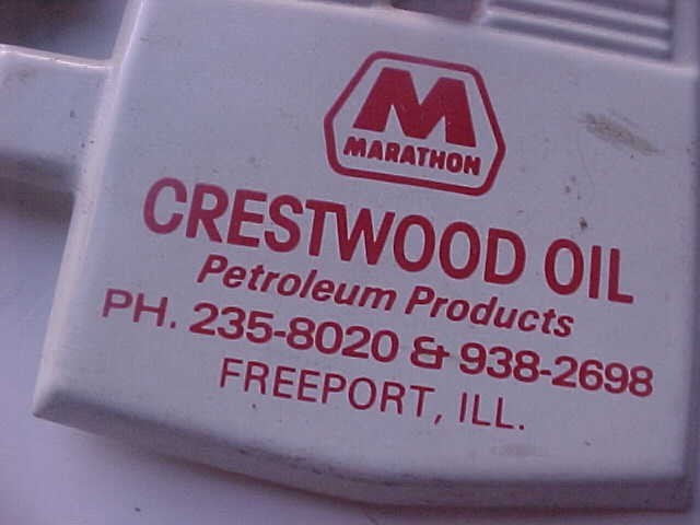 Vintage Marathon Oil Tin Thermometer CRESTWOOD OIL FREEPORT ILLINOIS