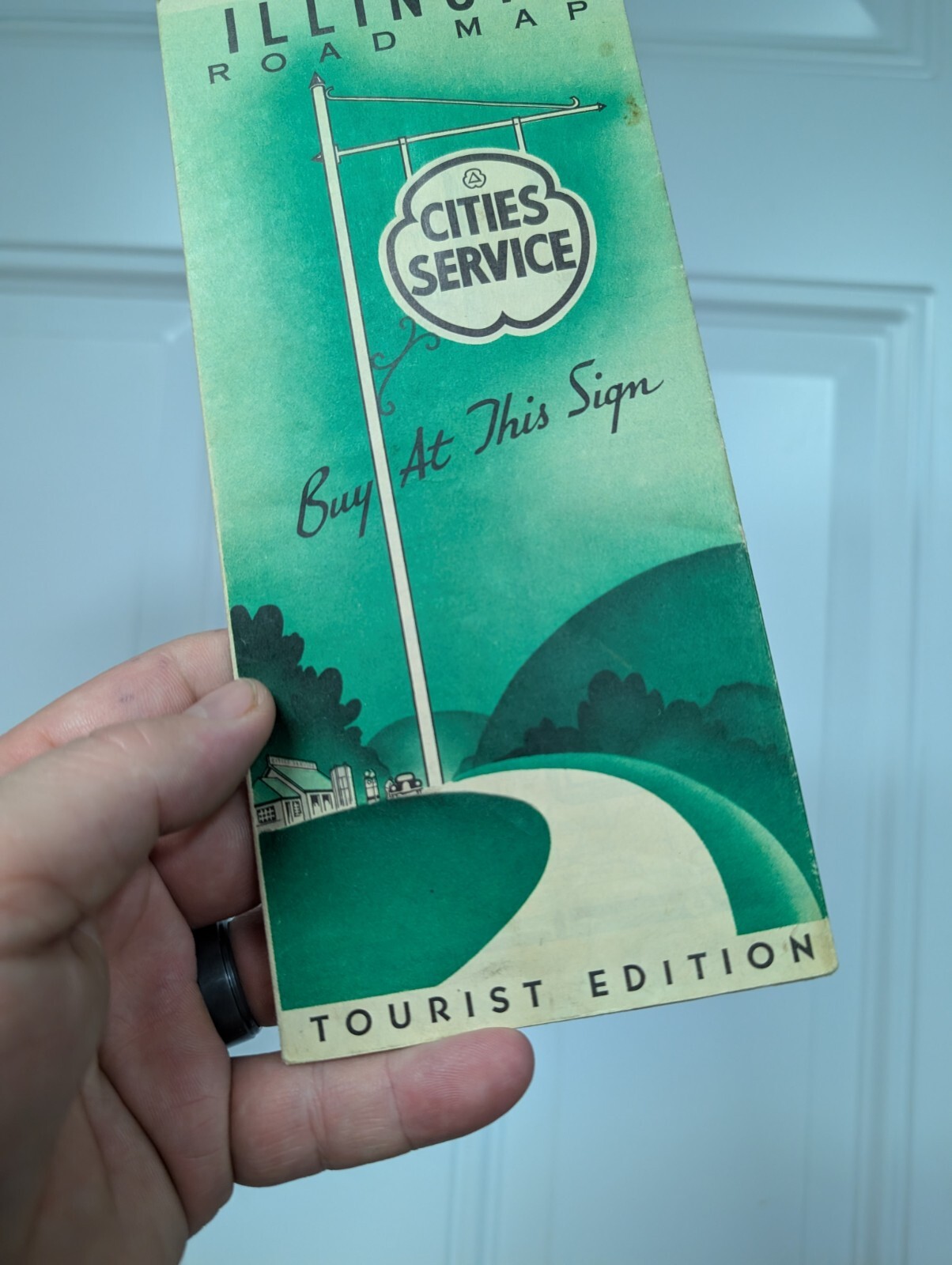 Old Original 1930s Cities Service Oil Company Roadmap Vintage Illinois Tourist